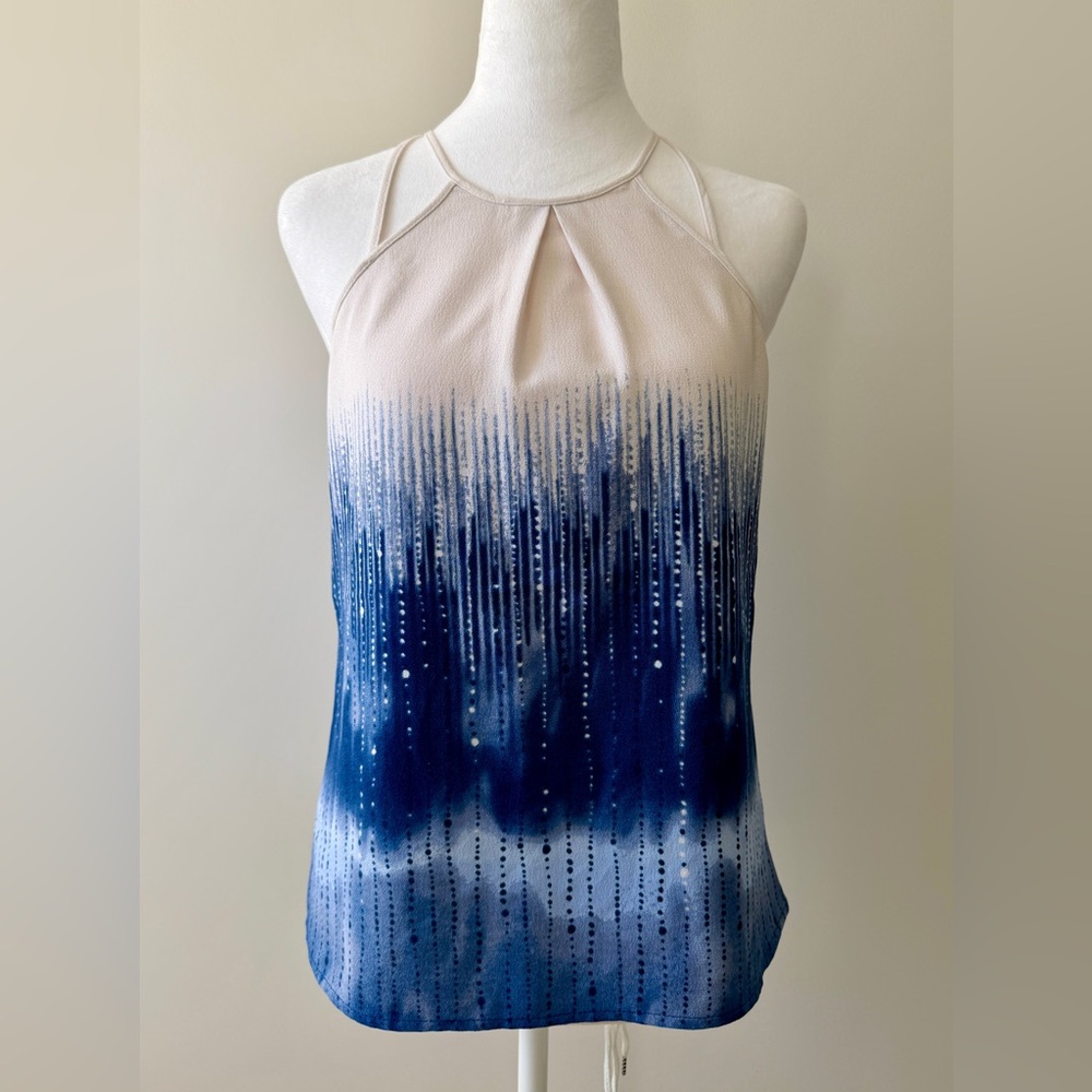 Preloved H&M Blue and Cream Halter Blouse